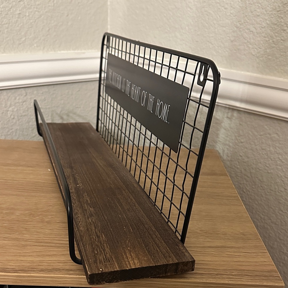 Rae Dunn Black Wire and wood Kitchen Wall Shelf - Picture 4 of 5